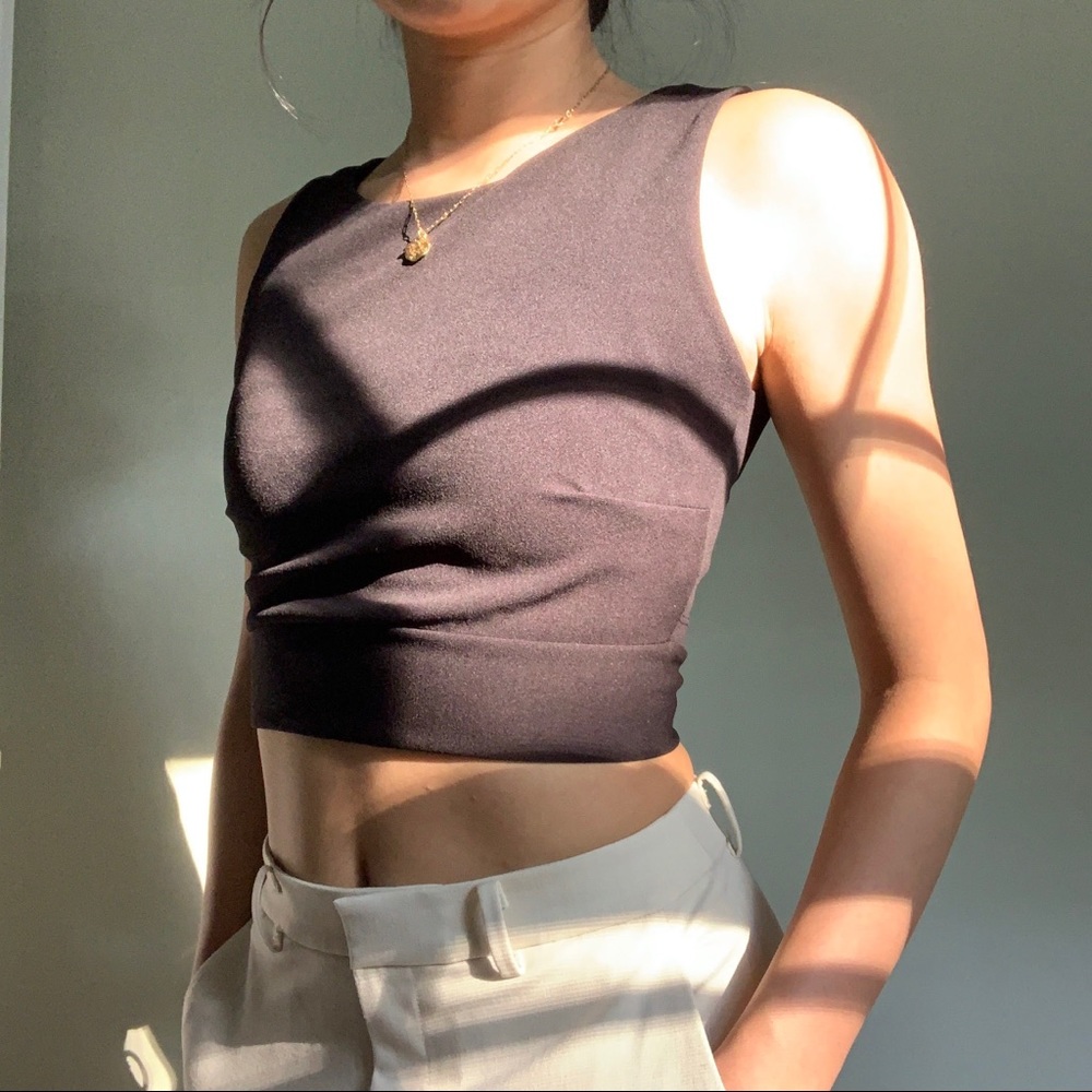 Tie black crop top
